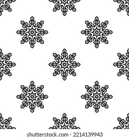 Mandala wallpaper Black and white Seamless Pattern. Seamless Abstract Tribal Monochrome Pattern. Hand Drawn Ethnic Texture. Vector Illustration.