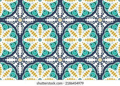 Mandala wallpaper with flowers background pattern in African Navajo nation art design for print fabric