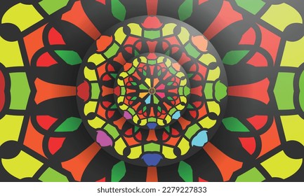 Mandala wedding card, colorful pattern, background template vector illustration