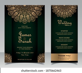 Mandala Wedding card design or invitation. Vintage decorative Background.