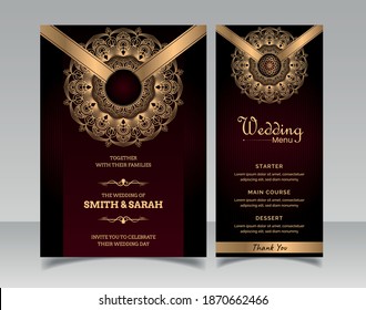 Mandala Wedding card design or invitation. Vintage decorative Background.