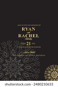 Mandala Wedding card design or invitation. Vintage decorative Background