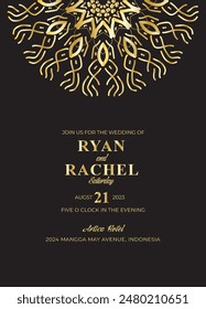 Mandala Wedding card design or invitation. Vintage decorative Background
