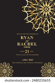 Mandala Wedding card design or invitation. Vintage decorative Background