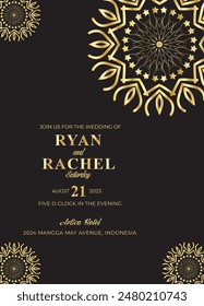 Mandala Wedding card design or invitation. Vintage decorative Background