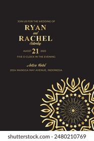 Mandala Wedding card design or invitation. Vintage decorative Background