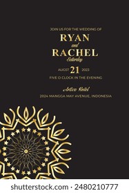 Mandala Wedding card design or invitation. Vintage decorative Background