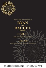 Mandala Wedding card design or invitation. Vintage decorative Background