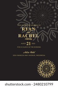 Mandala Wedding card design or invitation. Vintage decorative Background