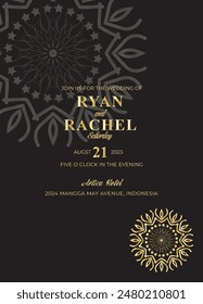 Mandala Wedding card design or invitation. Vintage decorative Background