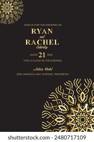 Mandala Wedding card design or invitation. Vintage decorative Background