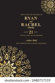 Mandala Wedding card design or invitation. Vintage decorative Background