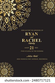 Mandala Wedding card design or invitation. Vintage decorative Background