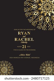 Mandala Wedding card design or invitation. Vintage decorative Background