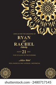 Mandala Wedding card design or invitation. Vintage decorative Background