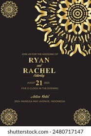 Mandala Wedding card design or invitation. Vintage decorative Background