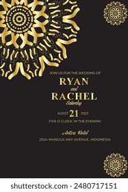 Mandala Wedding card design or invitation. Vintage decorative Background