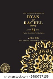 Mandala Wedding card design or invitation. Vintage decorative Background
