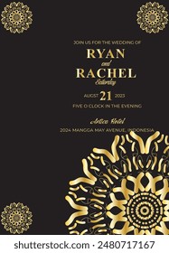 Mandala Hochzeit Card Design oder Einladung. Klassischer dekorativer Hintergrund