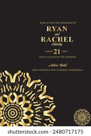 Mandala Wedding card design or invitation. Vintage decorative Background