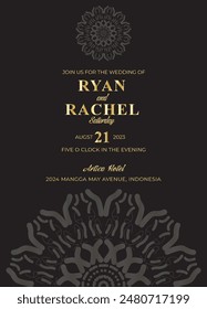 Diseño o invitación de tarjeta de Boda Mandala. Fondo decorativo de Antiguas