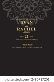 Diseño o invitación de tarjeta de Boda Mandala. Fondo decorativo de Antiguas