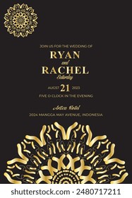 Diseño o invitación de tarjeta de Boda Mandala. Fondo decorativo de Antiguas