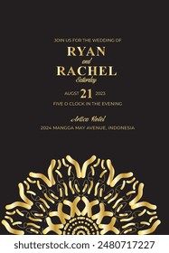 Mandala Wedding card design or invitation. Vintage decorative Background
