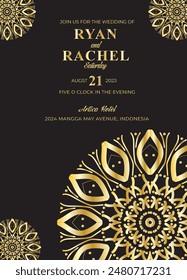 Diseño o invitación de tarjeta de Boda Mandala. Fondo decorativo de Antiguas