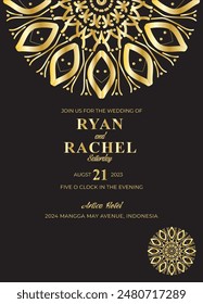 Mandala Wedding card design or invitation. Vintage decorative Background
