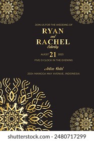 Mandala Wedding card design or invitation. Vintage decorative Background