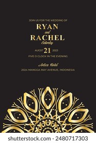 Diseño o invitación de tarjeta de Boda Mandala. Fondo decorativo de Antiguas