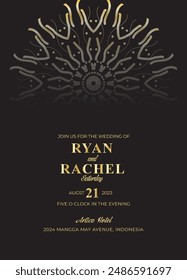 Mandala Wedding card design or invitation. Vintage decorative Background
