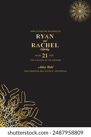 Mandala Wedding card design or invitation. Vintage decorative Background
