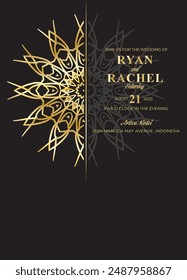 Mandala Wedding card design or invitation. Vintage decorative Background