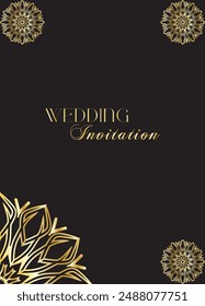 Mandala Wedding card design or invitation. Vintage decorative Background