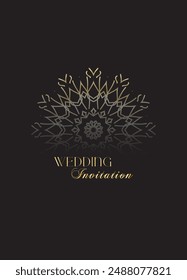 Mandala Wedding card design or invitation. Vintage decorative Background