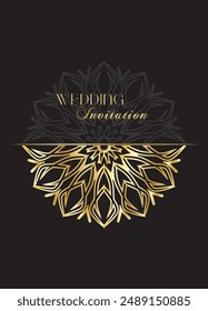 Mandala Wedding card design or invitation. Vintage decorative Background