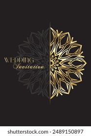 Mandala Wedding card design or invitation. Vintage decorative Background