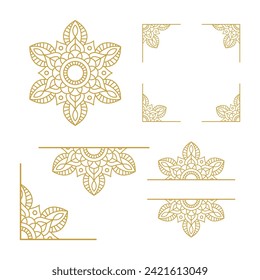 Diseño de vectores de oro de ornamento de boda de Mandala