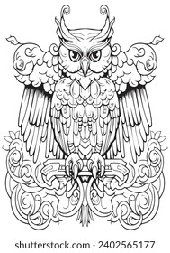 Mandala Whimsical Owls Adult Coloring page