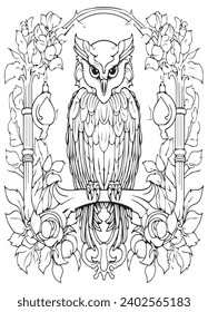 Mandala Whimsical Owls Adult Coloring page