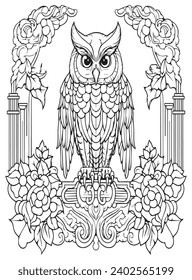 Mandala Whimsical Owls Adult Coloring page