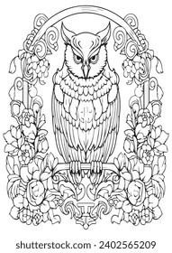 Mandala Whimsical Owls Adult Coloring page