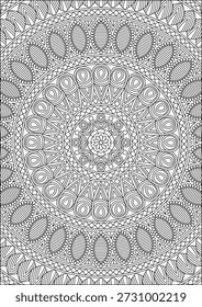 Mandala fondo blanco para colorear diseño de página de libro para adultos Vector blanco y negro