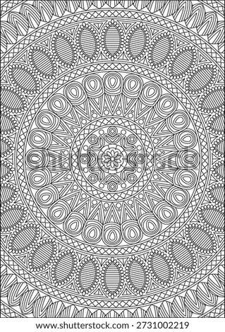 Mandala White Background Coloring Book Page Design For Adults Black and White Vector