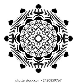 
Mandala  white background one line drawing of outline vector illustration