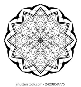 
Fondo blanco de Mandala dibujo de una línea de ilustración del vector de contorno