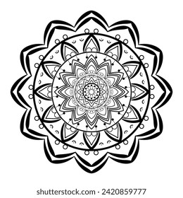 
Mandala  white background one line drawing of outline vector illustration