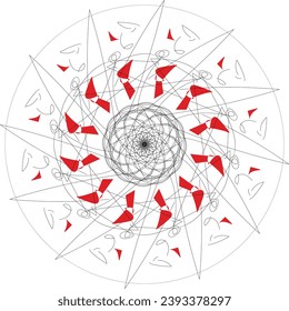 mandala white and red mixing
